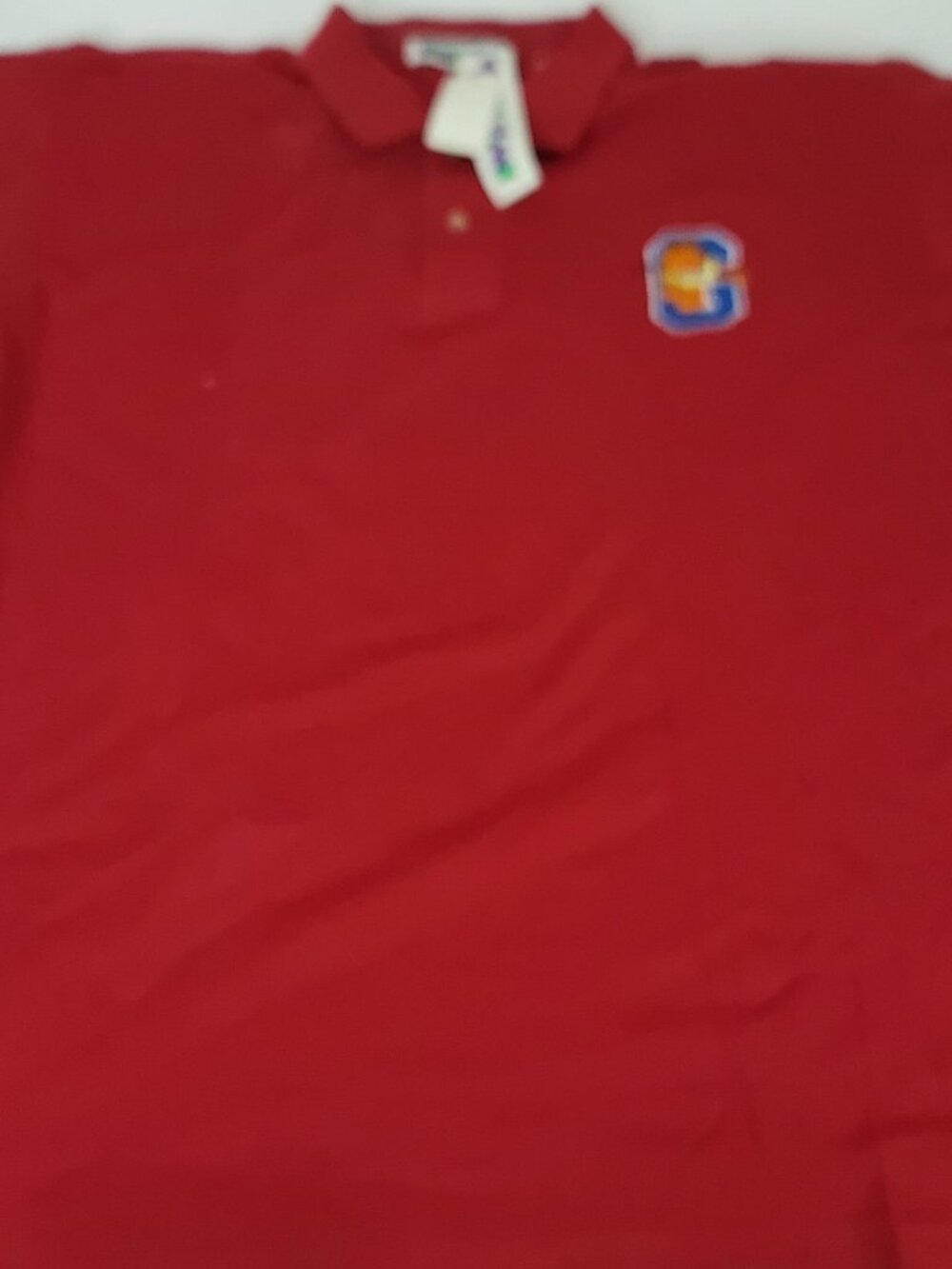 Garfield Odie Embroidered Pocket Red Short Sleeve Collared T-Shirt Size L NEW